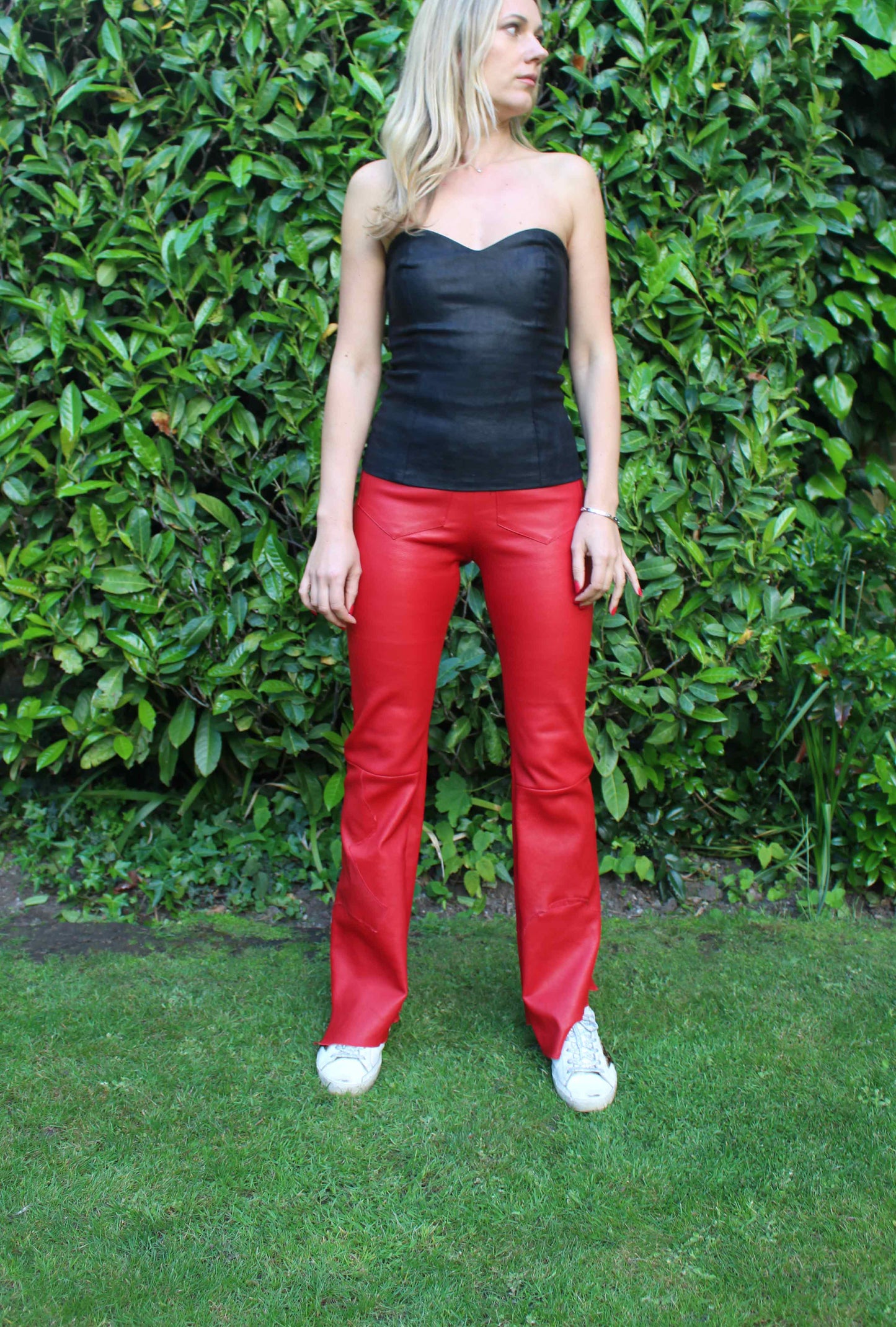real leather bustier top
