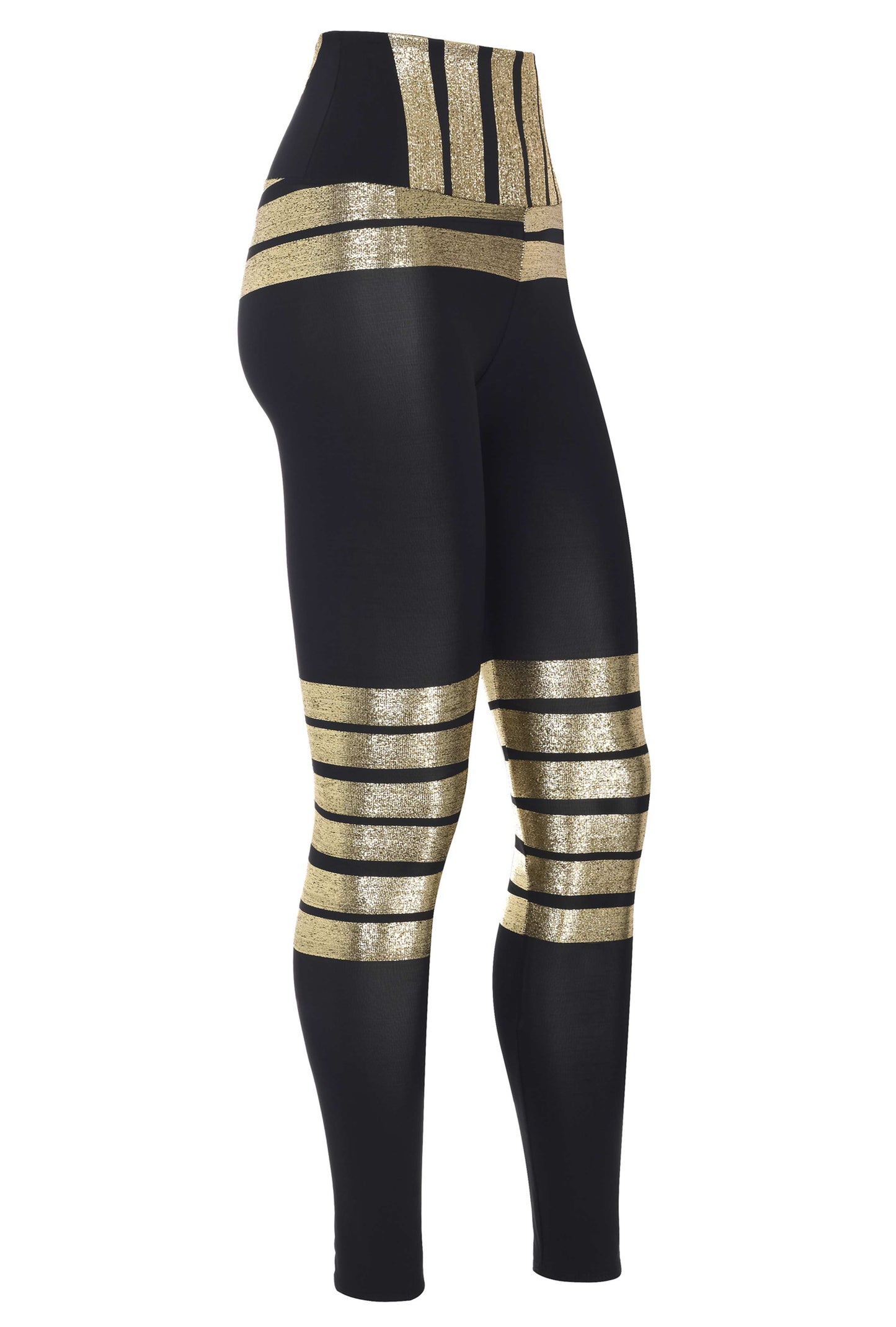 viscose Black and Gold Metallic Leggings