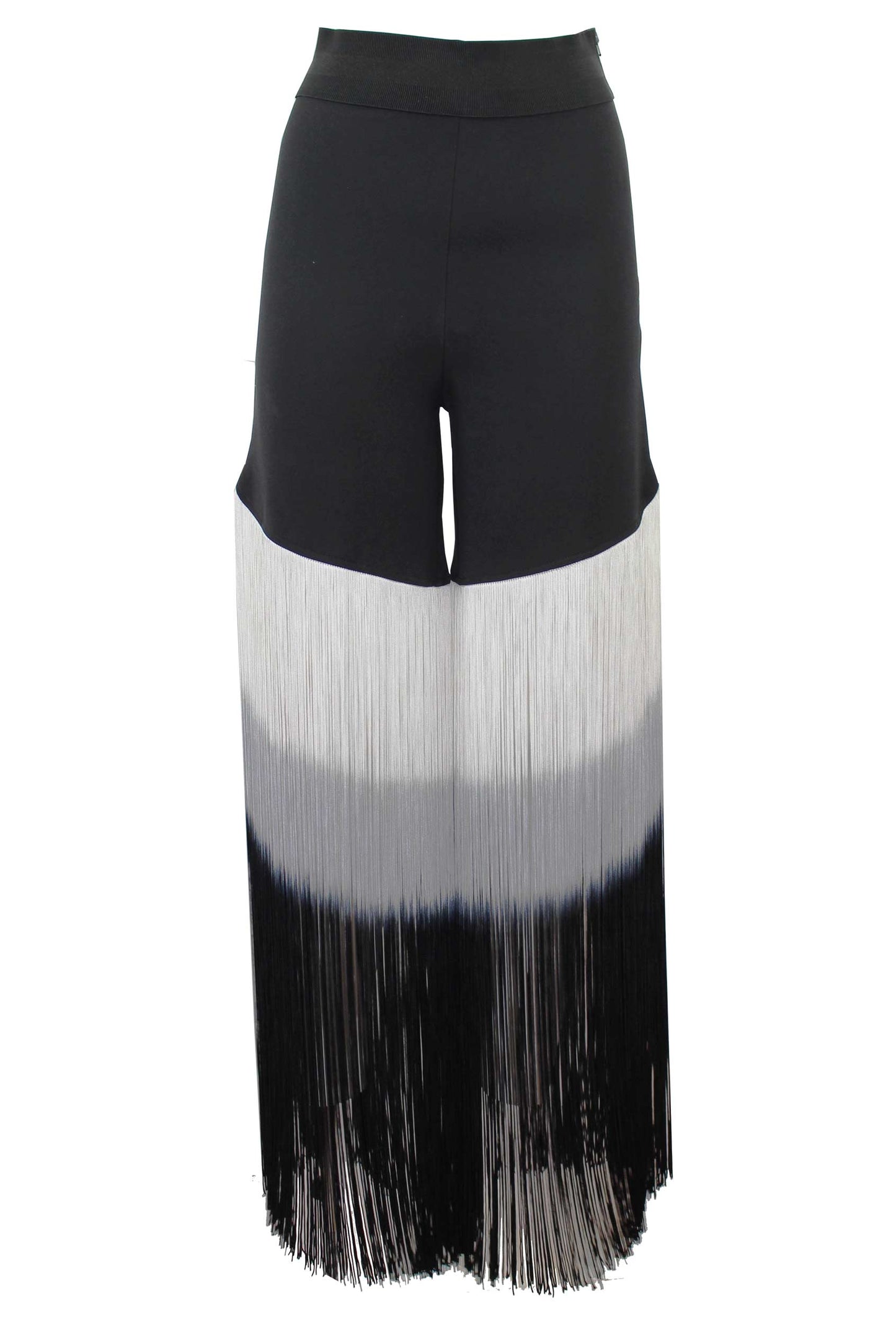fringed black viscose pants hight waist