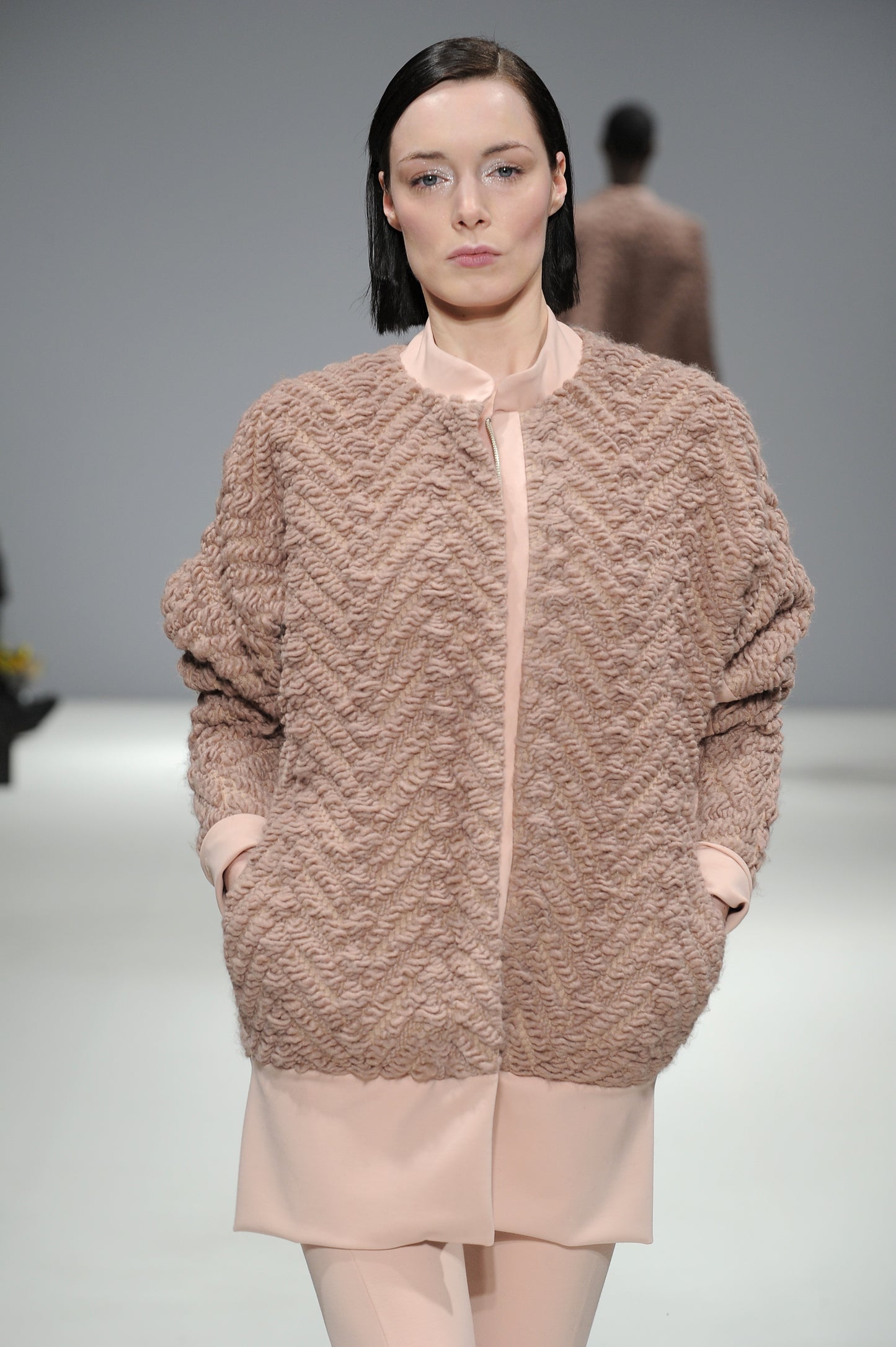 Organic Pink Wool Cardigan Coat| Carlotta Gherzi Archive
